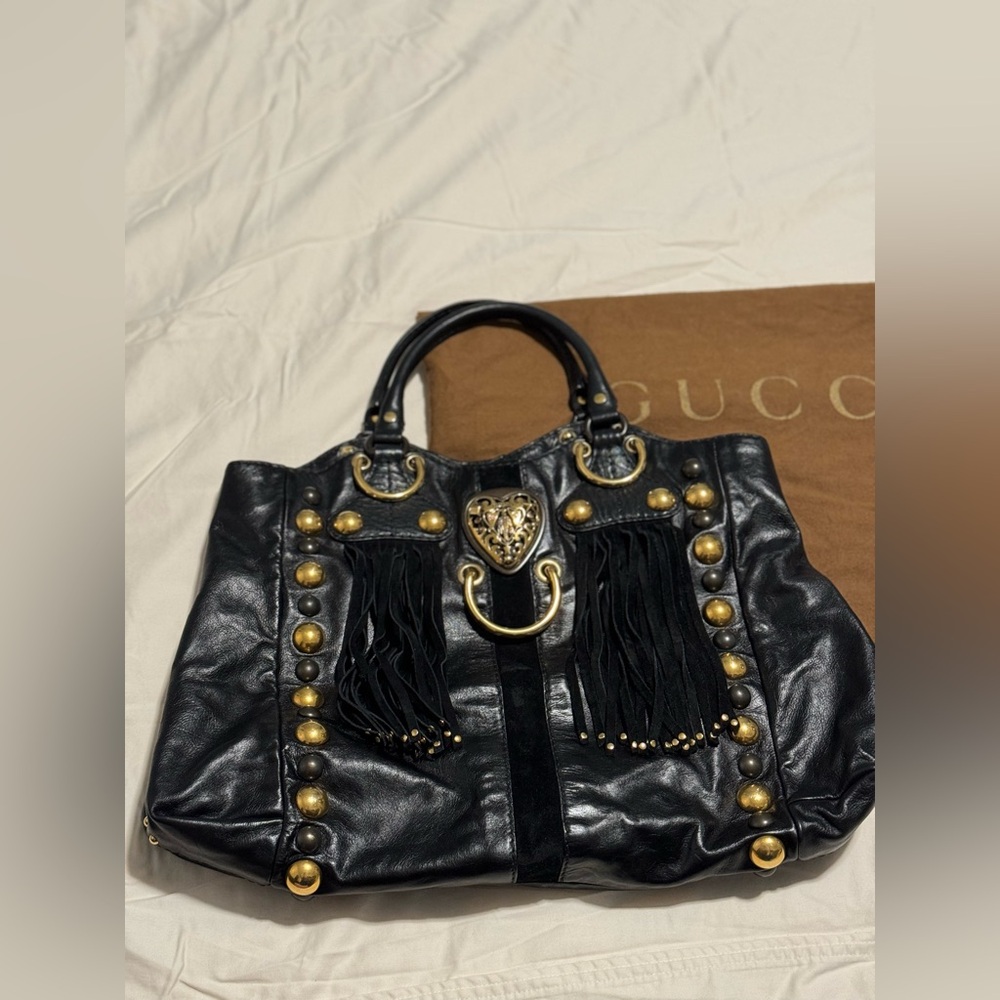 Gucci Fringe Babousha Hysteria Large Leather Tote